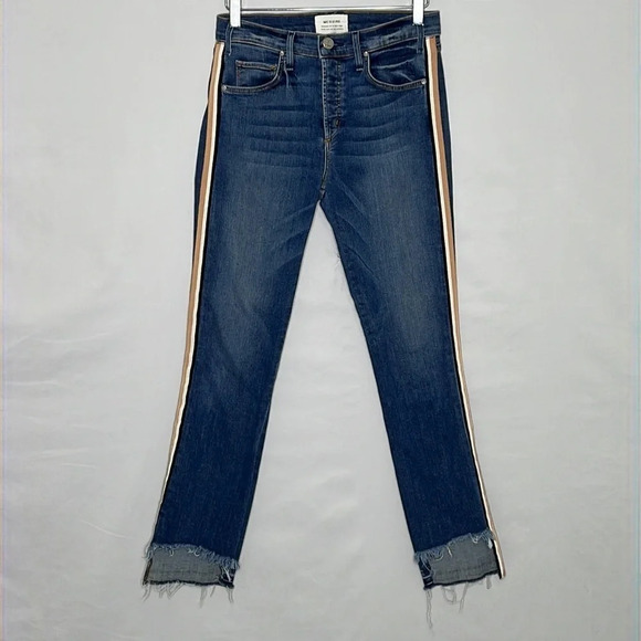 McGuire Ibiza Side Stripe Button Fly Step Hem Cropped Jeans - Size 26 - Picture 2 of 9